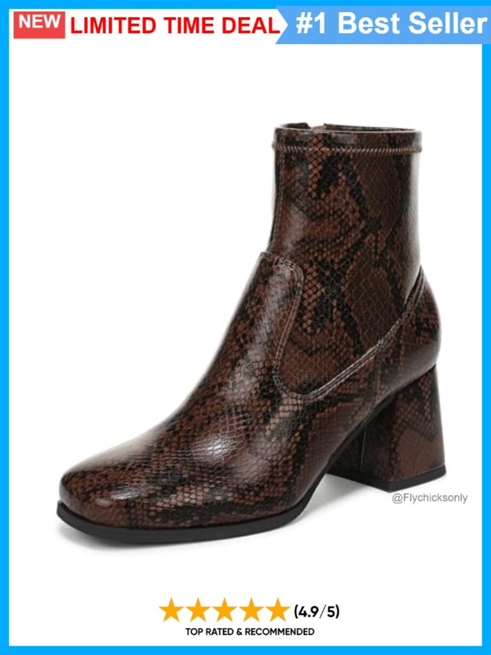 Women's Ankle Booties Square Toe Block Heel Faux Leather Side Zip Comfort Boots